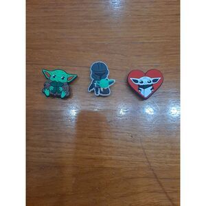 Lot Of 3 Star Wars Themed Croc Charm Jibz ‎ Grogu Mandalorian